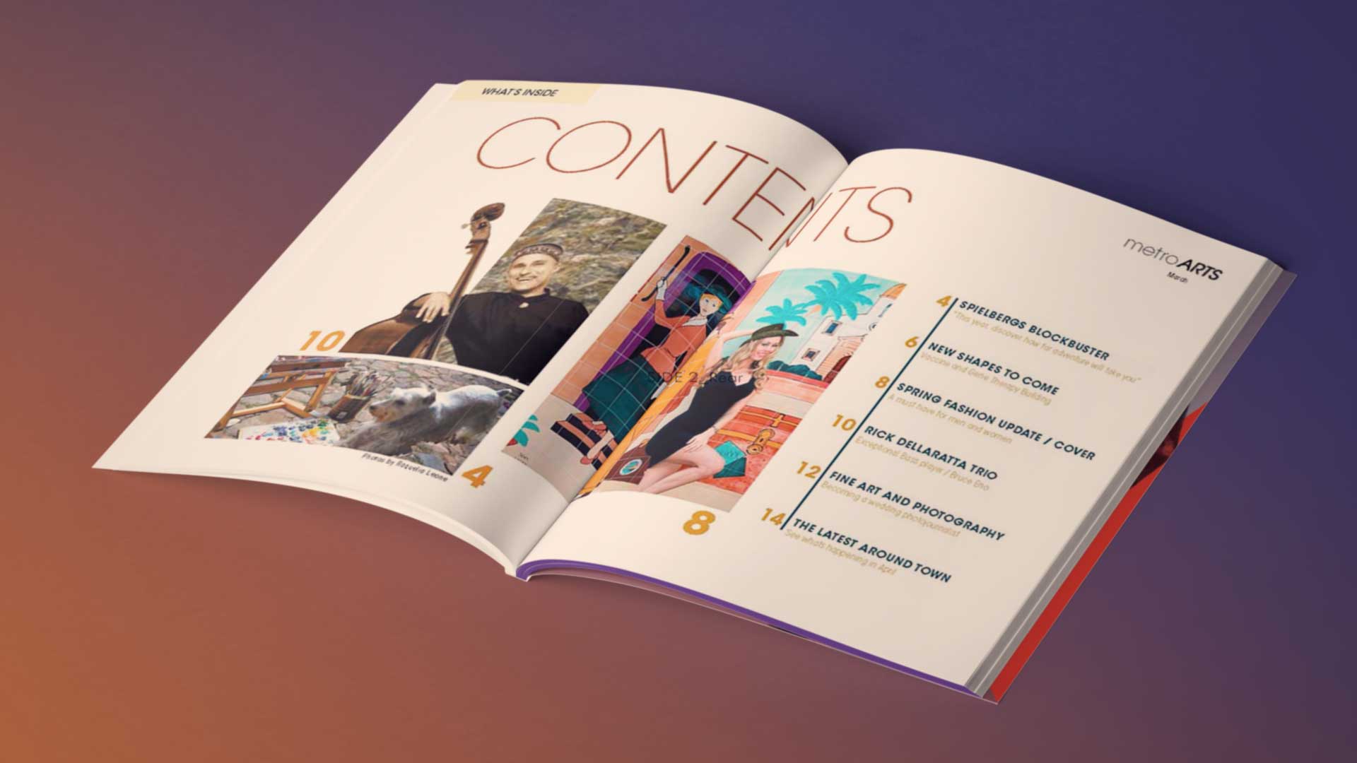 Metro Magazine Table of Contents by Raquelia Leone Graphic & Web designer.