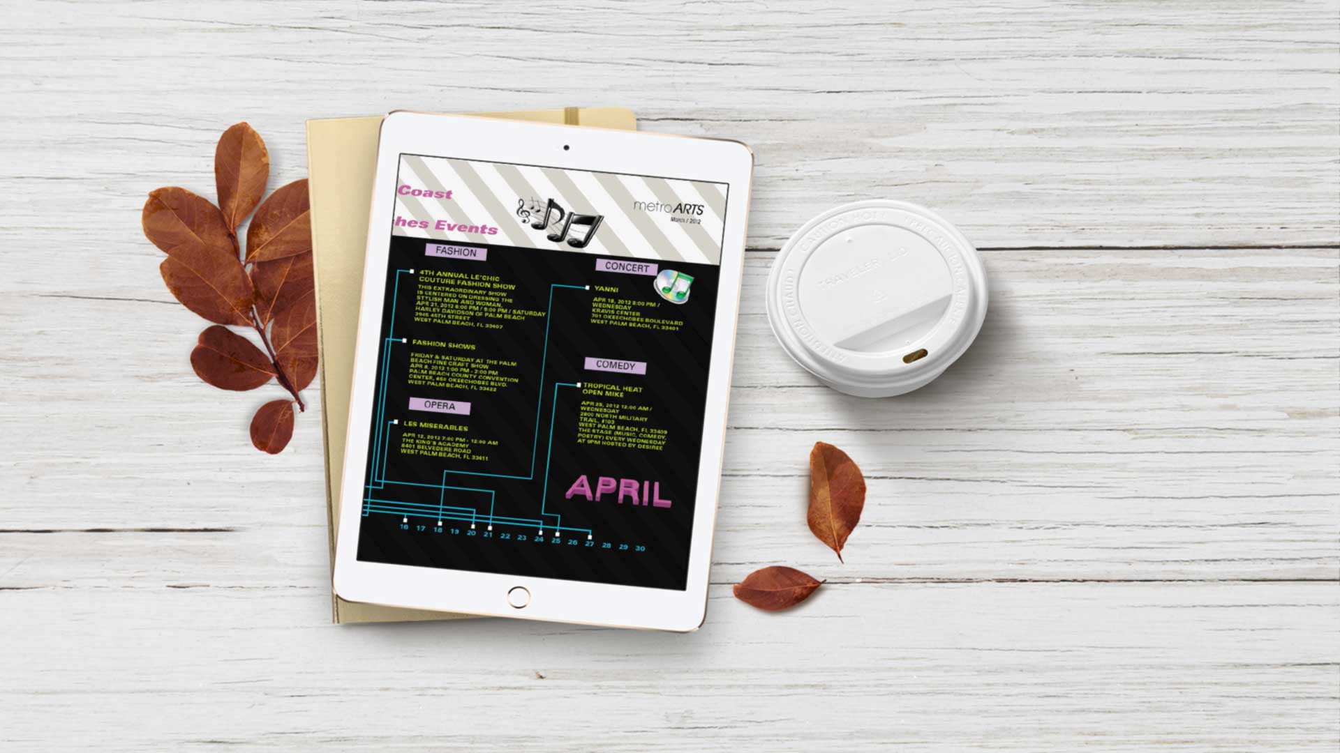 Calendar of events designed for the Metro Magazine designed entirely in InDesign. Self Promo